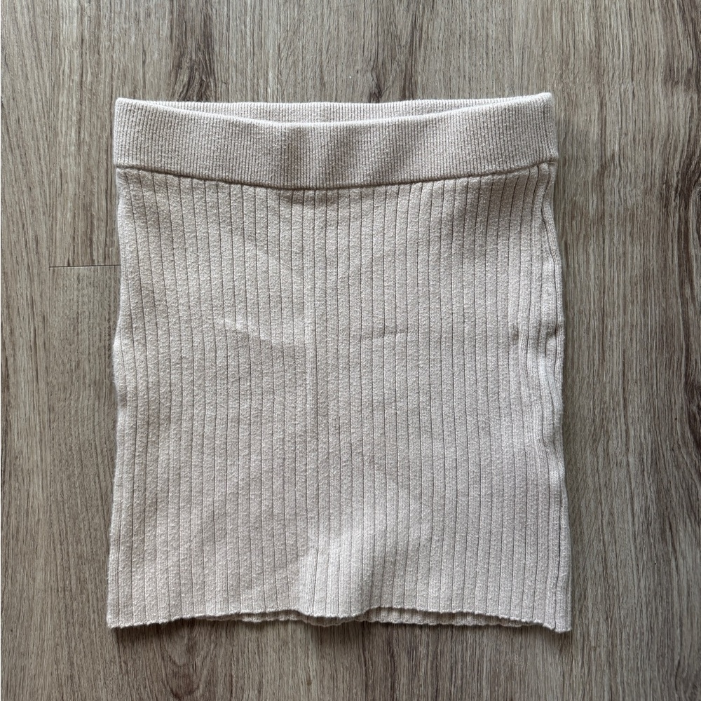 Abercrombie Ribbed Knit Miniskirt Cream/Beige XS